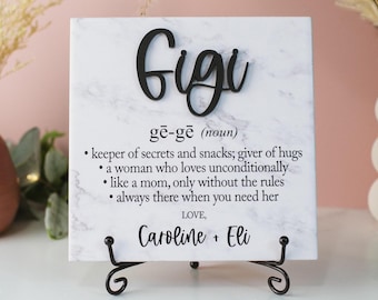 3D Gigi Definition Ceramic Tile Sign Gift, Mothers Day Family Present Idea From Kids, Wall Decor, Nana, Mimi and Grandma Also Available