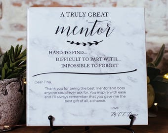 Marble Mentor Tile Plaque, Thank You Mentor Sign, Custom Boss Appreciation For Retirement, Teacher, Counselor, Coach, Adviser