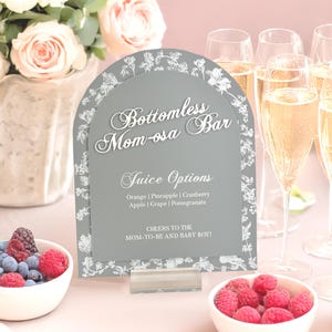 3D ARCH MOM-osa Blaue Toile Blumen Chinoiserie Babyparty Hochzeitsfeier Bottomless Mimosa, Luxus Elegante Französisch Blau Bar Menü Getränke