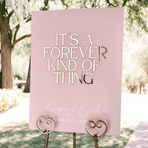 3D It's A Forever Kind Of Thing Mirror Welcome To The Wedding Of Acrylic Entrance Sign, Personalized Modern Names Minimalist Event Signage