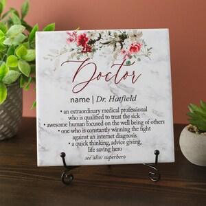 Doctor Definition MD GP Thank You Appreciation Tile Plaque, Doctors Day Recognition Gift, Personalized Family Doctor of Medicine Sign