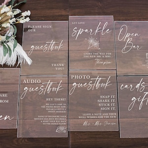 8x10 Choose Your FONT Sign Bundle Set of Guestbook, Gifts Cards, In Loving Memory, Please Take One Acrylic Modern Calligraphy Wedding Sign