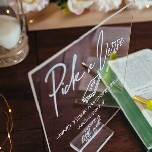 Pick Or Highlight Your Favorite Bible Verse Guestbook Clear Glass Look Acrylic Wedding Sign, Guest Book Plexiglass Perspex Lucite Table Sign image 4