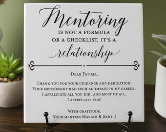 Marble Mentor Plaque With Stand, Thank You Mentor Tile Sign, Custom Boss Appreciation For Retirement, Teacher, Counselor, Coach, Adviser