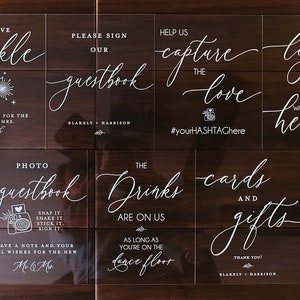 8x10 Acrylic Sign Bundle of Guestbook, Gifts and Cards, In Loving Memory Please Take One Clear Glass Acrylic Modern Calligraphy Wedding Sign
