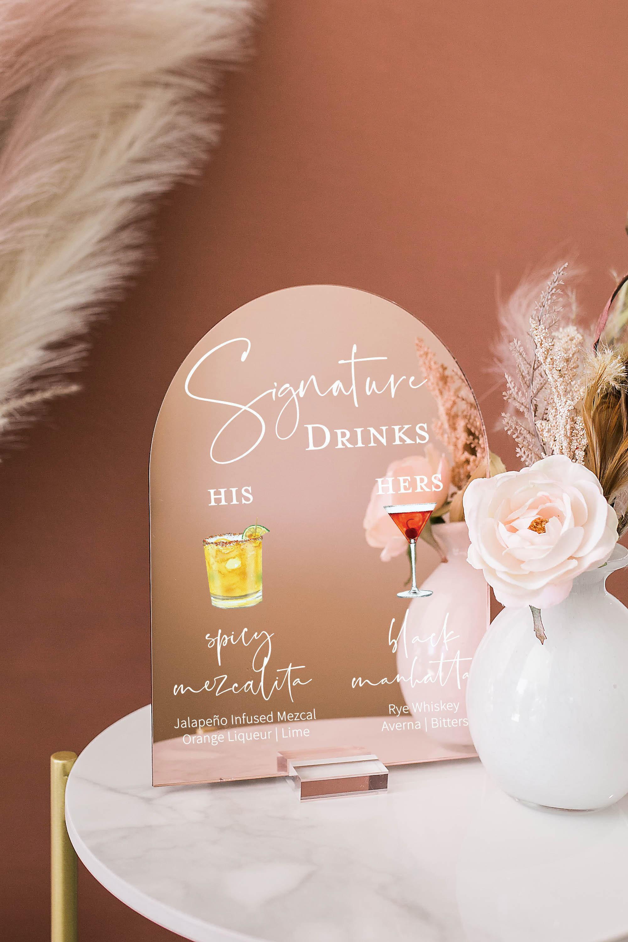ARCH Gold Mirror Bar Menu Signature Cocktails Custom Clear Glass Look  Acrylic Wedding Sign With Stand, His Her Drinks Lucite Perspex - Etsy México, image size:2000x3000