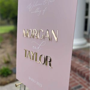 3D Mirror Welcome To The Wedding Of Acrylic Sign, Personalized Modern Names And Date Minimalist Event Signage