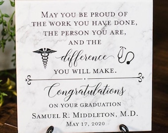MEDICAL School Congratulations On Your Graduation New Doctor Physician Tile Plaque Gift For Med School Graduate Survivor MD DO Class of 2024