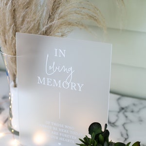 In Loving Memory Of Those Who Are Forever in Our Hearts Modern Clear Glass Look Acrylic Wedding Sign, Those Forever in our Hearts image 5
