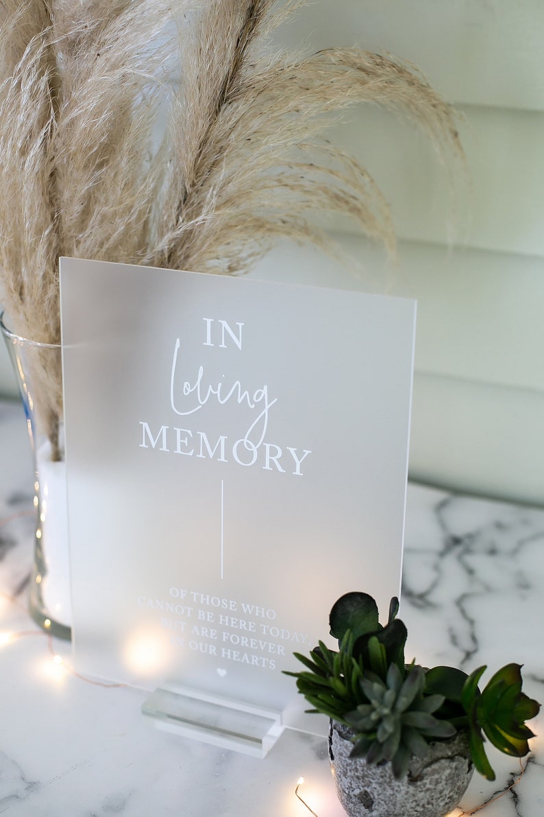 In Loving Memory Of Those Who Are Forever in Our Hearts Modern Clear Glass Look Acrylic Wedding Sign, Those Forever in our Hearts image 5