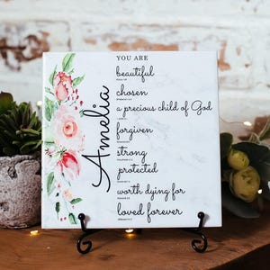 Personalized Name Christian Tile Gifts For Women, Scripture Verse Encouragement Present For Religious Church Bible Study Proverbs 31 Friend