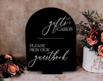 ARCH Acrylic Gifts and Cards + Please Sign Our Guestbook Duo Modern Minimalist Acrylic Wedding Sign, Gifts and Cards Lucite Table Sign