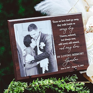 Sympathy Gift With Photo Memorial Plaque, Those We Love Don&#39;t Go Away, Grief, Remembrance, Bereavement, Condolences Sign Passed Loved Ones