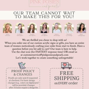 a team of women working together to create custom designs, with a focus on custom acrylic and pearls.