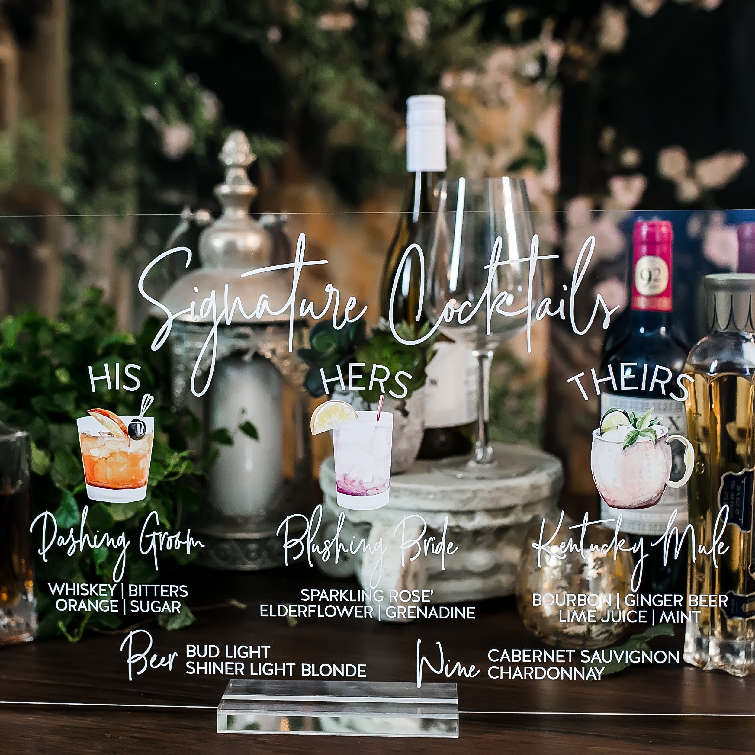 Laminated Bar Menus Signature Drinks Design Personalized Drinks Menu Sign Personalized Shadow