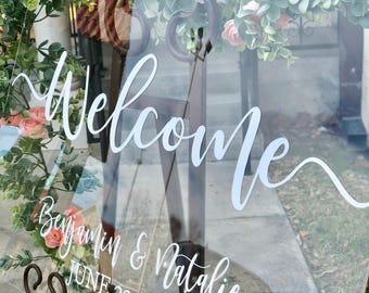 Clear Glass Look Acrylic Wedding Welcome Sign, 18x24 Personalized Modern Wedding Welcome Sign Decoration for Display, Custom Wedding