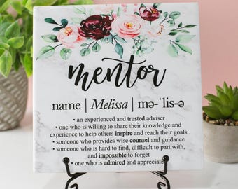Marble Look Ceramic Mentor Tile Plaque Thank You Mentor Sign, Custom Boss Appreciation For Retirement, Teacher, Counselor, Coach, Adviser