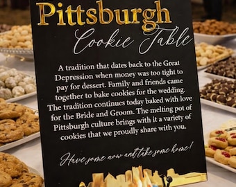 3D Mirror Pittsburgh Cookie Table Tradition Favors Clear Glass Look Acrylic Wedding Sign All of Yinz Skyline Perspex Cookies Table Sign