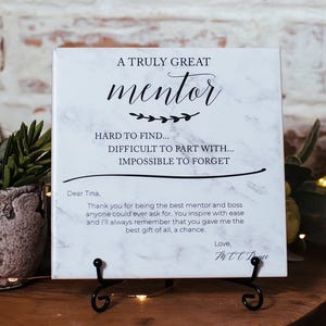Marble Mentor Tile Plaque, Thank You Mentor Sign, Custom Boss Appreciation For Retirement, Teacher, Counselor, Coach, Adviser