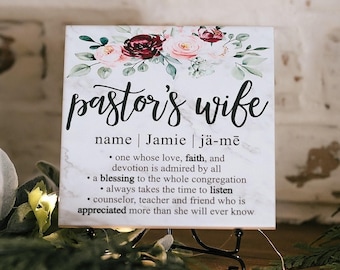 Pastor's Wife Appreciation Day Tile Plaque Gift and Stand Christian Minister Gift Idea, Preacher Spouse Recognition Award From Congregation