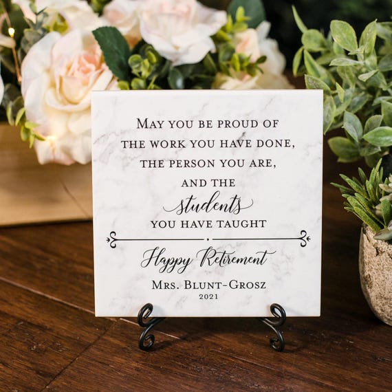TEACHER or Professor Retirement Tile Plaque Gift For Boss, Colleague, Coworker, Friend, Truly Great Mentor, Retiring Present Idea + Stand