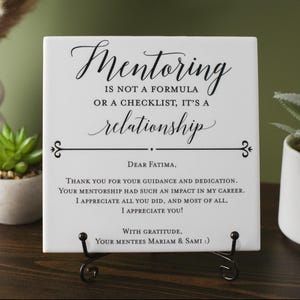 Marble Mentor Plaque With Stand, Thank You Mentor Tile Sign, Custom Boss Appreciation For Retirement, Teacher, Counselor, Coach, Adviser