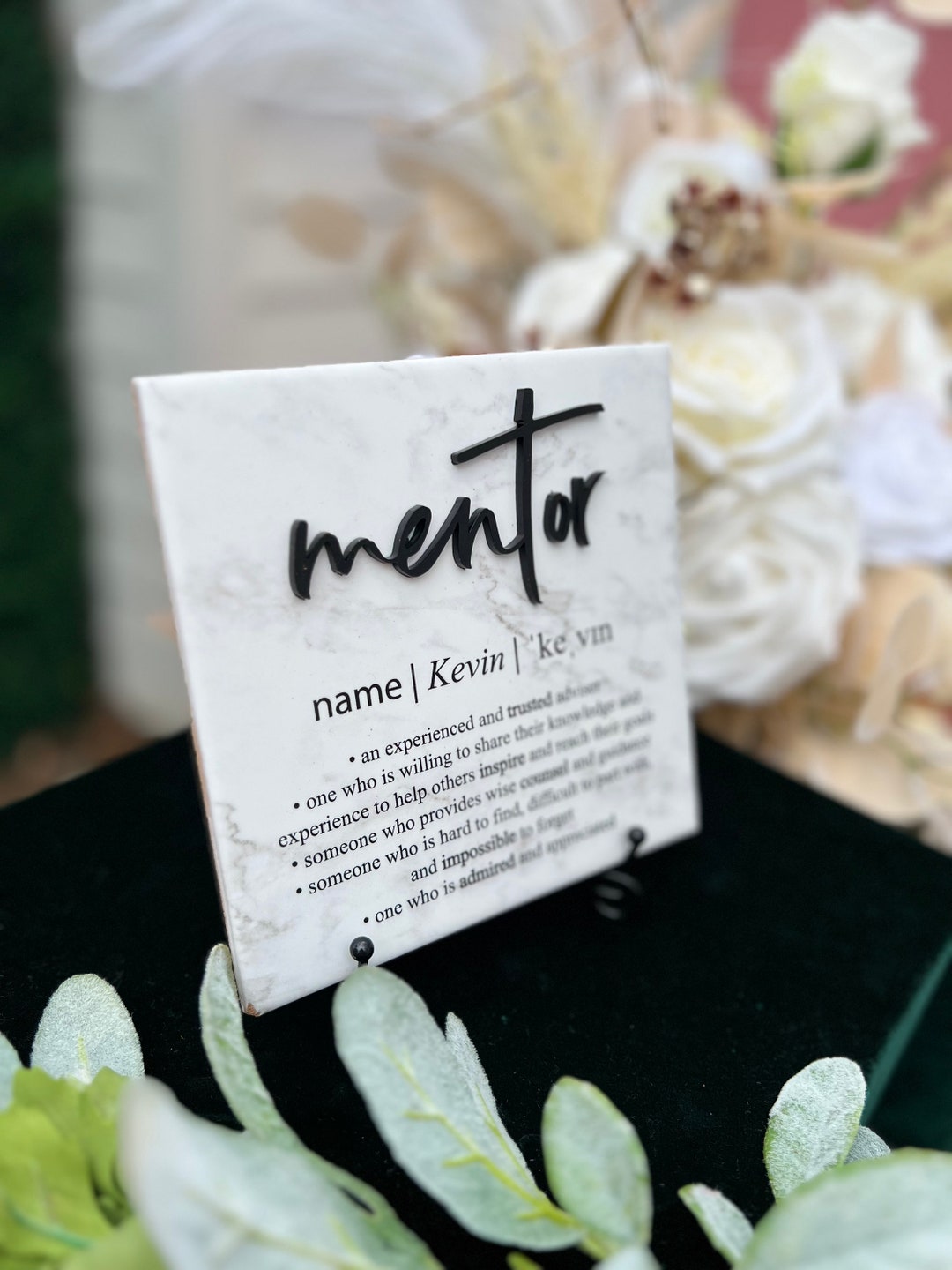 3D Laser Cut Marble Mentor Plaque With Stand Thank You Mentor Etsy