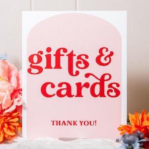 Gifts and Cards Retro Vintage 70s  Clear Glass Look Acrylic Wedding Sign, Groovy Hippie Gifts and Cards Lucite Perspex Table Sign, 60s