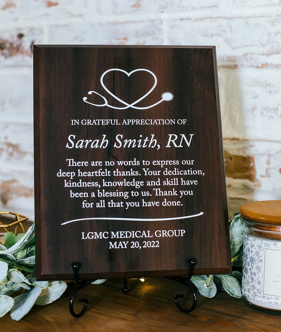 Healthcare Thank You Appreciation Plaque With Stand, RN, FNP, MD