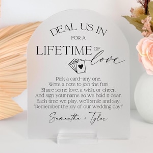 Deal us in, Wedding Card Game, Playing Cards, Please Sign Our Guestbook, Arch Acrylic Signage Print and Cut Single Designs Sten