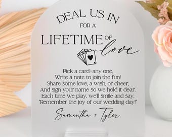 Deal us in, Wedding Card Game, Playing Cards, Please Sign Our Guestbook, Arch Acrylic Signage Print and Cut Single Designs Sten