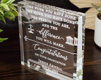 Congrats Lawyer Award Crystal Glass Plaque, for Employee Recognition, Law Firm Staff, Graduation Trophy, Law School Grad Gift Plaque