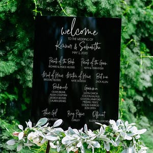 Wedding Welcome Program Acrylic Sign Clear Glass Look  Sign, 18x24 Wedding Party Ceremony Personalized Perspex Modern Formal Welcome