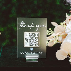 3D Thank You Scan to Pay Retail Scannable QR Code Clear Glass Look ...