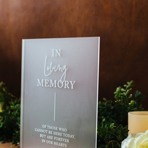 In Loving Memory Of Those Who Are Forever in Our Hearts Modern Clear Glass Look Acrylic Wedding Sign, Those Forever in our Hearts image 2