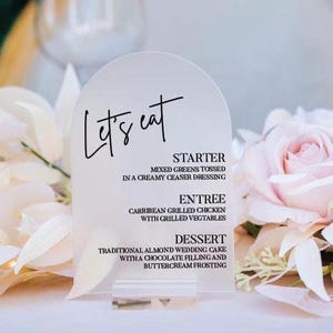 ARCH Wedding Food Menu Acrylic Signs, Dessert Table Titles, Entree Description, Menu Food Label, Entree Main Course Dessert Starter Menu