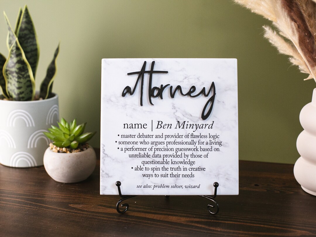 3D Attorney Tile Plaque With Stand, Lawyer Appreciation Gift, Juris