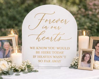 In Loving Memory Of Those Who Are Forever in Our Hearts Modern Clear Glass Look Acrylic Wedding Memorial Sign, Sten