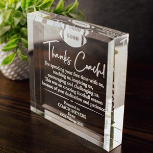 Coach Appreciation Award Crystal Glass Plaque, for Employee Recognition, School Staff, Sports Manager Trophy, Retirement Gift Plaque