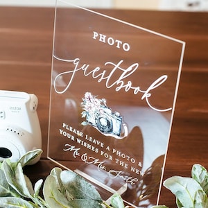 Photo Guestbook Snap A Photo Place It In The Book For The Newlyweds Acrylic Wedding Sign, Photo Booth Station Guest Book Lucite
