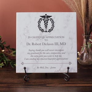 Doctor Thank You Appreciation Tile Plaque With Stand, M.D. Recognition Gift, Physician Medical Obgyn, Doctors Day Appreciation