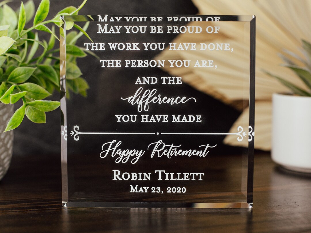 Happy Retirement Award Crystal Glass Plaque for Employee Etsy