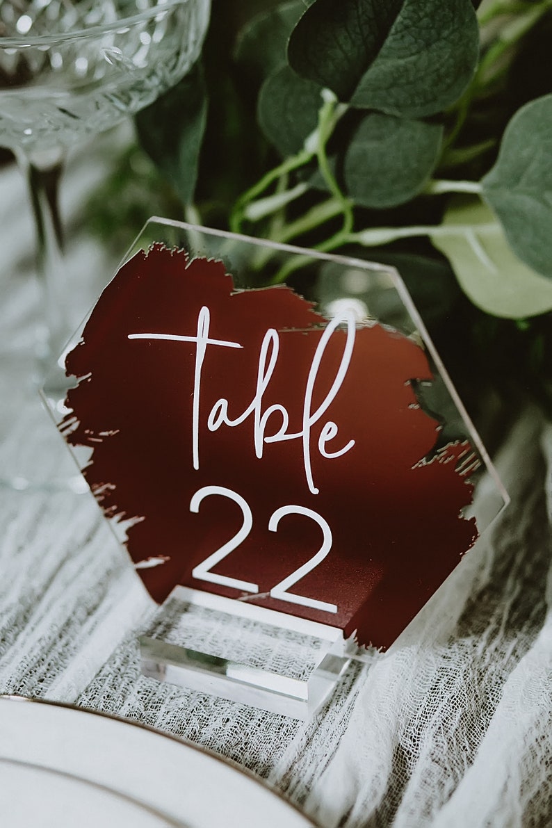 Hexagon Acrylic Table Number Signs With Stands Perspex Modern Etsy