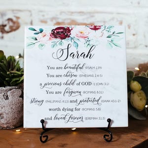 Personalized Name Christian Tile Gifts For Women Teens Girls Scripture Verse Encouragement Religious Church Bible Study Proverbs 31 Friend