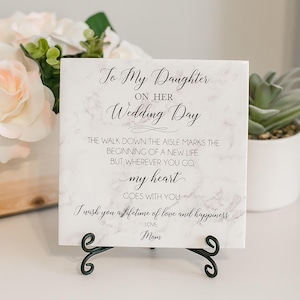To My Daughter On Her Wedding Day Sign From Mom Or Grandmother To Daughter Or Granddaughter Wedding Day Bride's Tile Gift