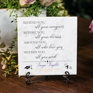 Congratulations On Your Graduation Tile Plaque Gift For High School, College, Grad, MBA, Law, Med School Student Present Idea With Stand