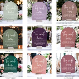Acrylic This Candle Burns in Honor of Those Forever In Our Hearts Memorial Wedding Signs In Loving Memory Sign Sten image 5