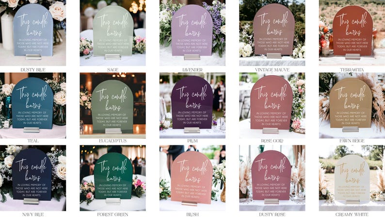 Acrylic This Candle Burns in Honor of Those Forever In Our Hearts Memorial Wedding Signs In Loving Memory Sign Sten image 5