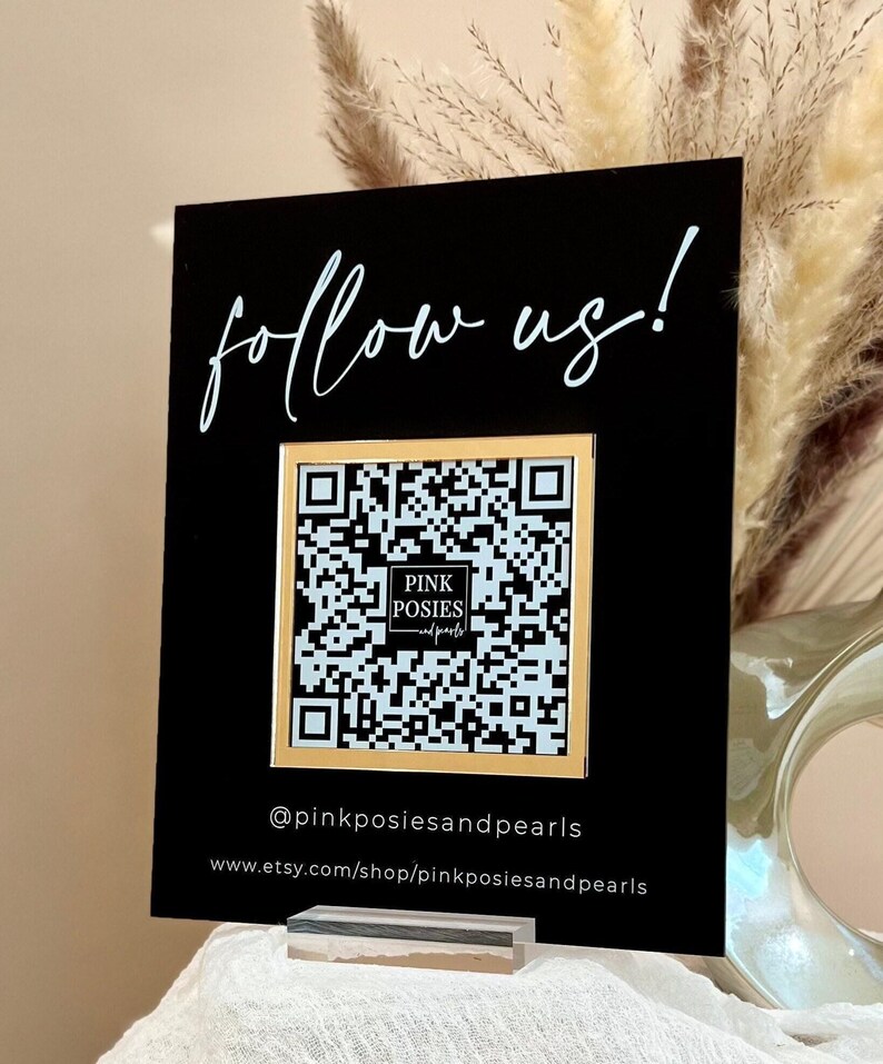 3D Follow Us or Leave Us A Review Retail Scannable QR Code Clear Glass ...