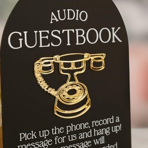 Audio Guestbook Pick Up The Phone Leave A Message For The Newlyweds Clear Glass Look Acrylic Wedding Sign, Guest Book Lucite
